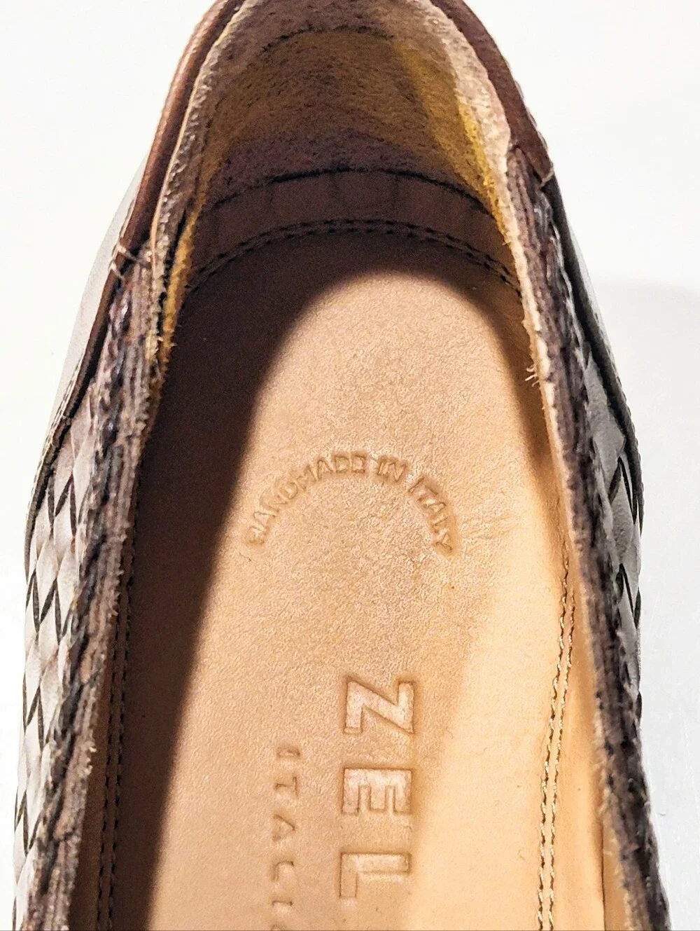 Zelli Riviera Woven Calfskin Tassel Dress Loafers Brown Men's 13 M Made in Italy